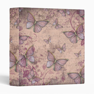 Vintage Antiqued Butterflies Binder