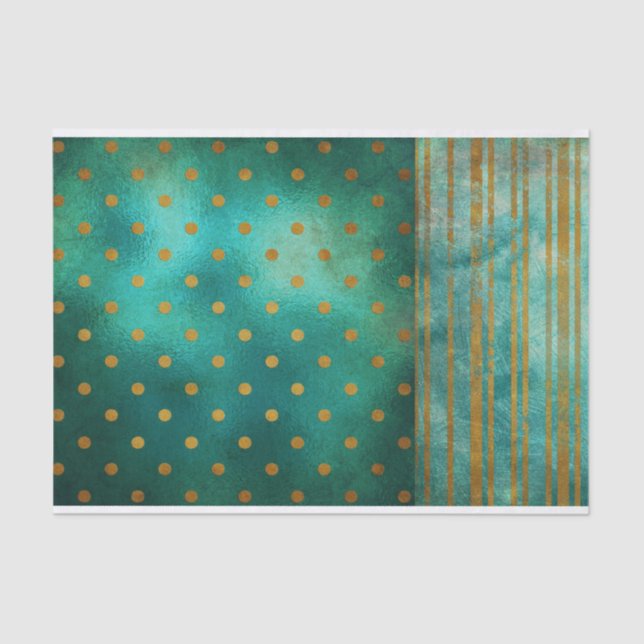 Vintage Antiqued Distressed Turquoise Decoupage Tissue Paper (Front)