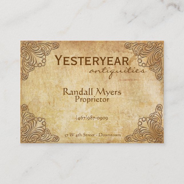 Vintage Antiques Floral Business Card (Front)