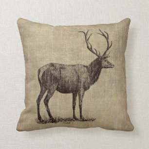 Vintage Antler Throw Pillow