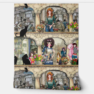 Vintage Anton Pieck Art Wallpaper