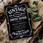 Vintage Any Age Adult Birthday Invitation<br><div class="desc">Take a step back in time with our Vintage adult birthday invitations. With a versatile black background that can be custom-tailored to any hue of your choosing, this invitation injects an old-world charm into your celebration. The characteristically whiskey themed text template adds a touch of sophistication and is a breeze...</div>
