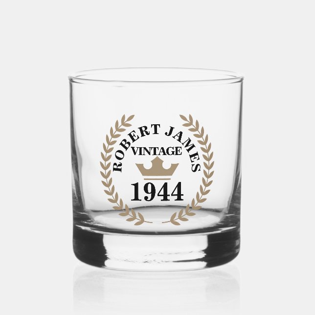Vintage Any Birthday Whiskey Glass (Front)