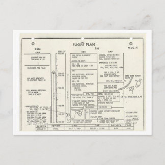 Vintage Apollo 11 Flight Plan Postcard