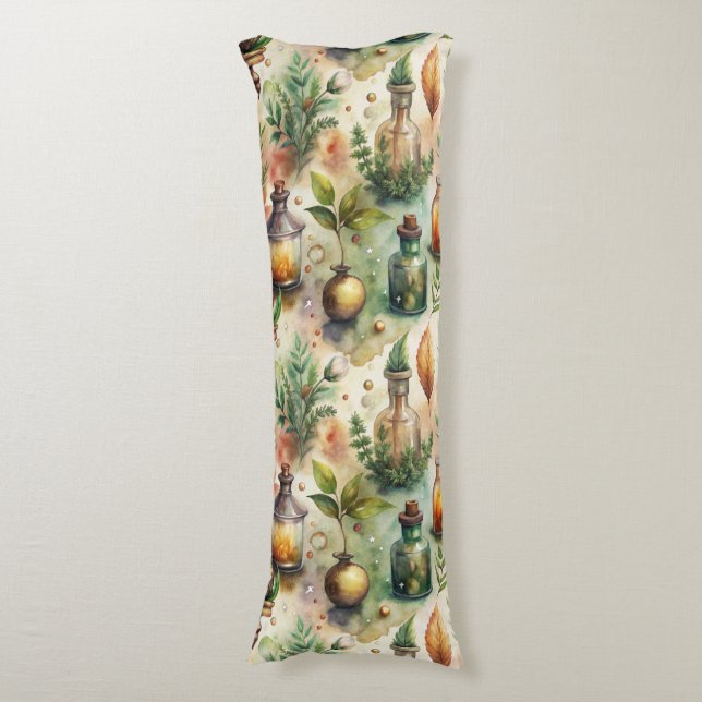Vintage Apothecary Bottles Pattern (1) Body Pillow (Front Vertical)