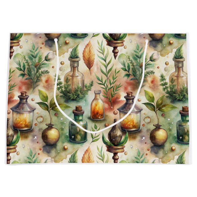 Vintage Apothecary Bottles Pattern (1) Large Gift Bag (Front)