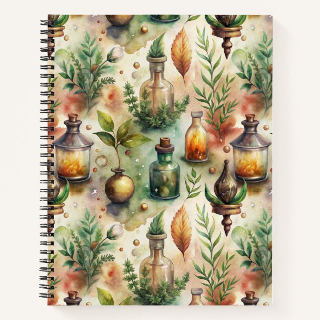 Vintage Apothecary Bottles Pattern (1) Notebook (Front)