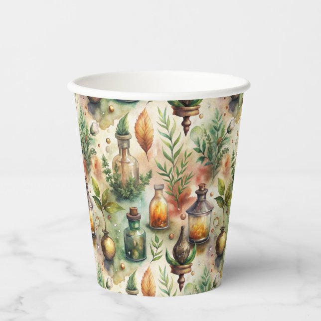 Vintage Apothecary Bottles Pattern (1) Paper Cups (Front)