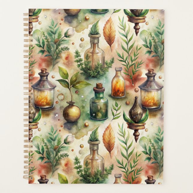 Vintage Apothecary Bottles Pattern (1) Planner (Front)