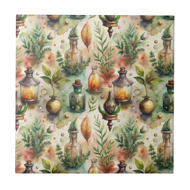 Vintage Apothecary Bottles Pattern (1) Tile (Front)