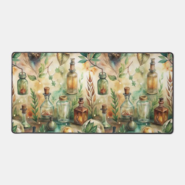 Vintage Apothecary Bottles Pattern (2) Desk Mat (Front)