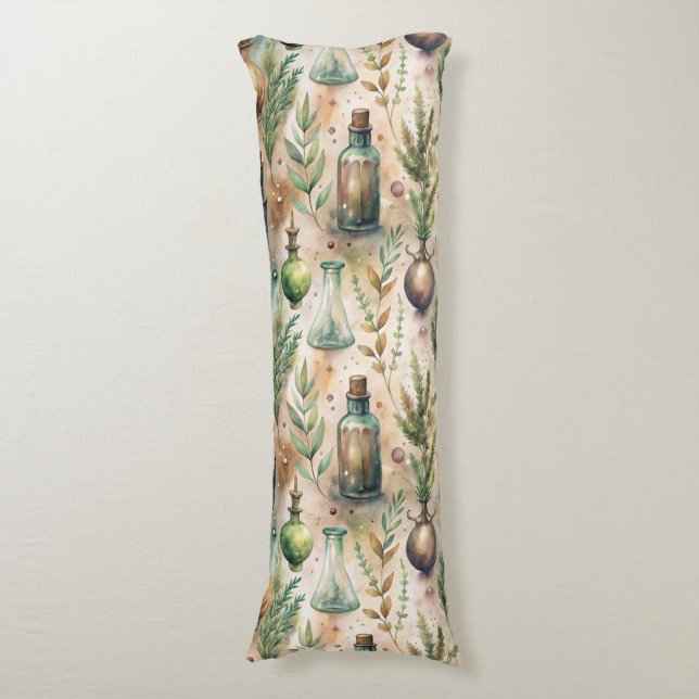 Vintage Apothecary Bottles Pattern (3) Body Pillow (Front Vertical)
