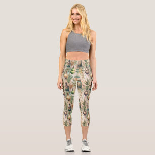 Vintage Apothecary Bottles Pattern (3) Capri Leggings
