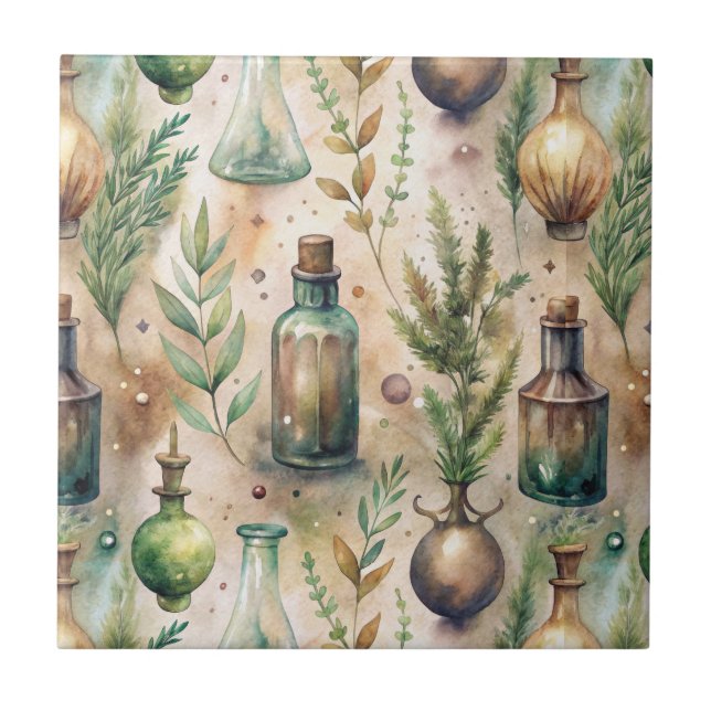 Vintage Apothecary Bottles Pattern (3) Tile (Front)