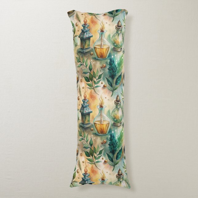 Vintage Apothecary Bottles Pattern (4) Body Pillow (Front Vertical)