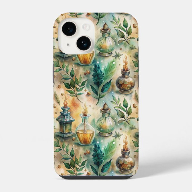 Vintage Apothecary Bottles Pattern (4) iPhone Case (Back)