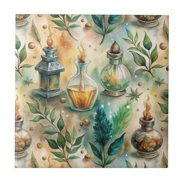 Vintage Apothecary Bottles Pattern (4) Tile (Front)