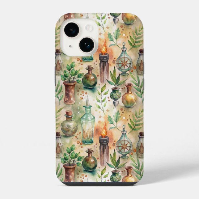 Vintage Apothecary Bottles Pattern (5) iPhone Case (Back)