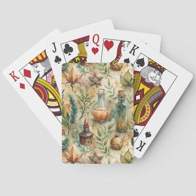 Vintage Apothecary Bottles Pattern (6) Playing Cards (Back)