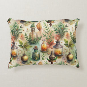 Vintage Apothecary Bottles Pattern Accent Pillow