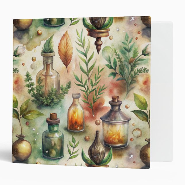 Vintage Apothecary Bottles Pattern Binder (Front/Inside)