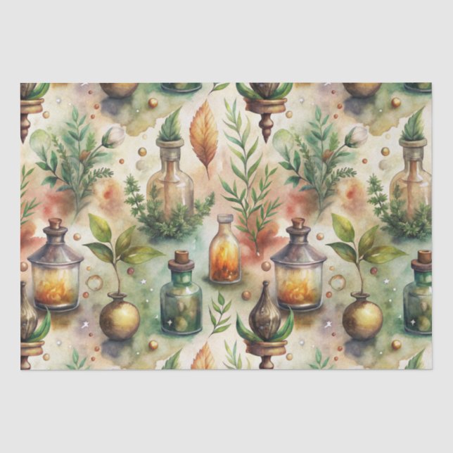 Vintage Apothecary Bottles Pattern Tissue Paper (Front)