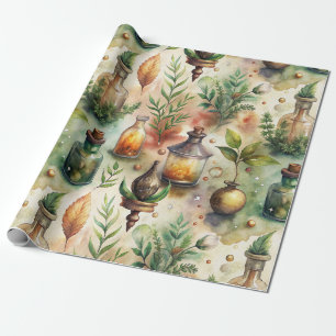 Vintage Apothecary Bottles Pattern Wrapping Paper