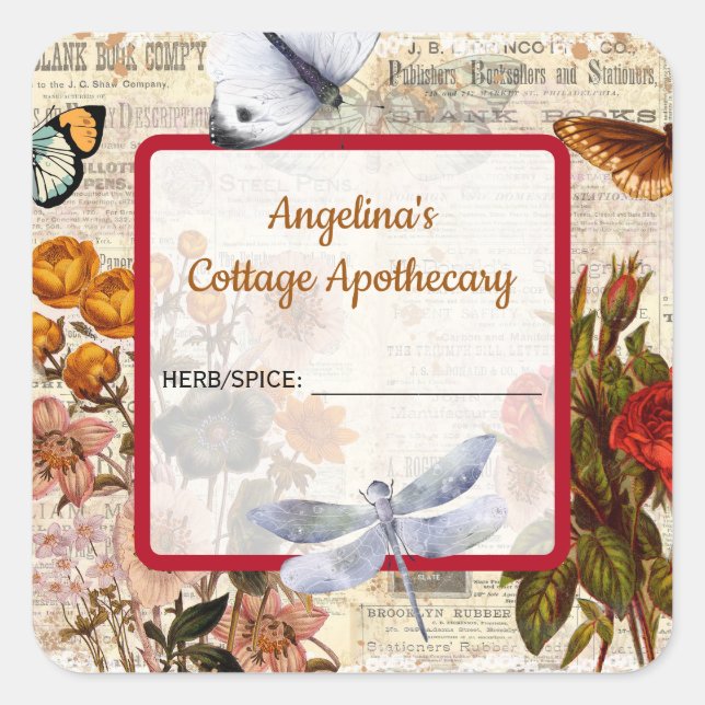 Vintage Apothecary Label for Herbs & Spices (Front)