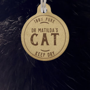 Vintage Apothecary Label Home Address Cat ID Tag
