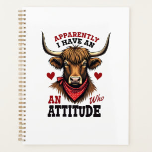 Vintage Apparently I Have An Attitude Highland Cow Planner