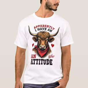 Vintage Apparently I Have An Attitude Highland Cow T-Shirt