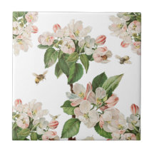 Vintage apple blossom ceramic tile