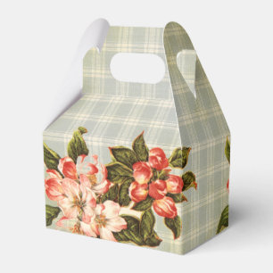 Vintage Apple Blossom & Plaid Favor Box