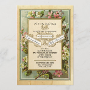 Vintage Apple Blossom, Tea Stained Typography Invitation