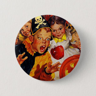 Vintage Apple Bobbing 2 Inch Round Button