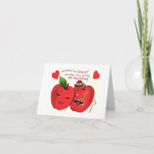 Vintage Apple Couple Valentine Card