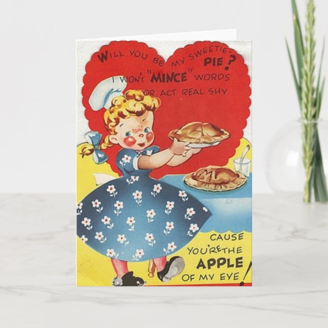 Vintage Apple Of My Eye Valentine's Day Card (Front)
