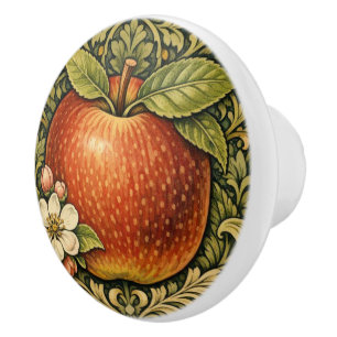 Vintage apple painting  ceramic knob