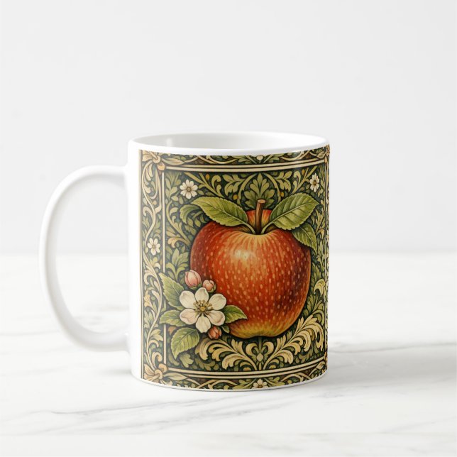 Vintage apple painting  coffee mug (Left)