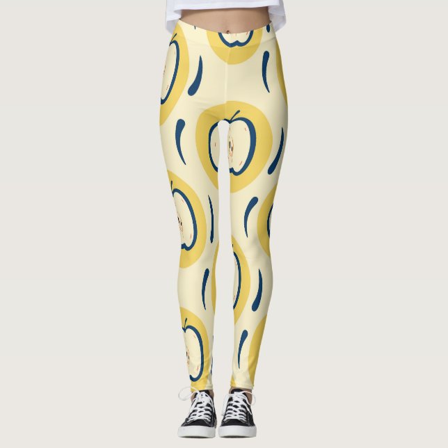 Vintage Apple Pattern: Classic Wallpaper Leggings (Front)