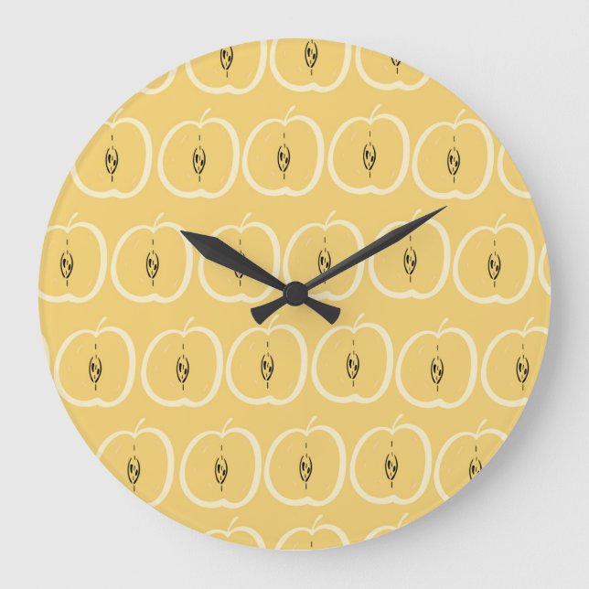 Vintage Apple Pattern: Wallpaper Design. Large Clock (Front)