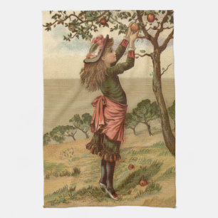 Vintage Apple Picking Kitchen Towel