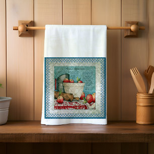 Vintage Apple Recipe Ephemera Kitchen Towel