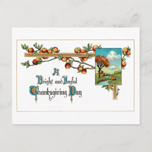 Vintage Apples and Thanksgiving Verse Holiday Postcard