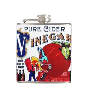 Vintage Apples Cider Vinegar Label Gag Gift Flask