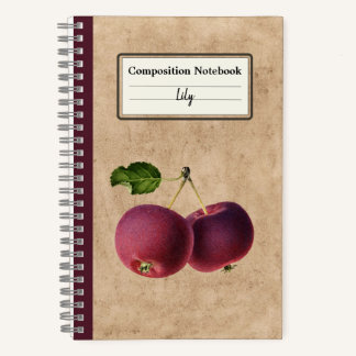 Vintage Apples on a Twig Personalized Composition Notebook