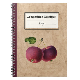Vintage Apples on a Twig Personalized Composition Notebook