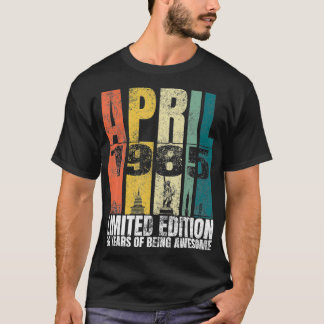 Vintage April 1985 Bday Gifts 36 Years Old 36th Bi T-Shirt