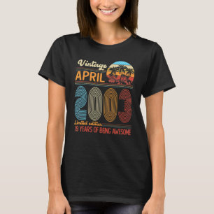 Vintage April 2003 19 Years Old 19th Birthday Deco T-Shirt