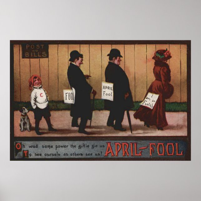 Vintage April Fool's Day Sign On Back Dog (Front)